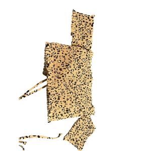 Xhilaration Women's Sz S Crop Top Leopard Print Corset Lace up Back Built-In Bra